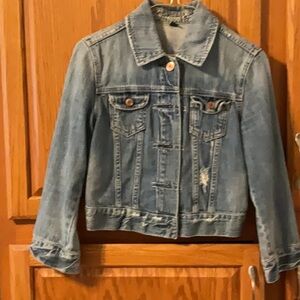 Juniors, American Eagle cropped blue Jean jacket size small